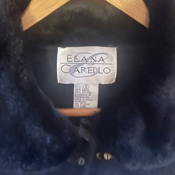 Elana Carello Black Sequin Sweater with Faux Fur Trim Size Small - Picture 8 of 8